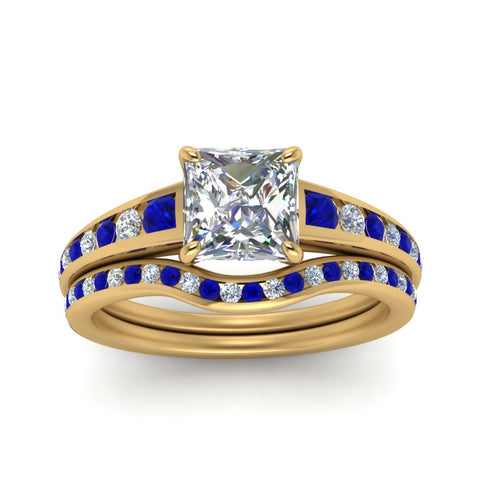 princess-cut-graduated-channel-diamond-wedding-set-with-sapphire-in-FD122866PRGSABL-NL-YG