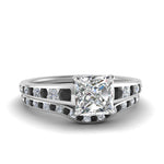 Load image into Gallery viewer, princess-cut-graduated-channel-wedding-set-with-black-diamond-in-FD122866PRGBLACK-NL-WG

