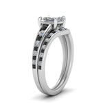 Load image into Gallery viewer, princess-cut-graduated-channel-wedding-set-with-black-diamond-in-FD122866PRGBLACK-NL-WG
