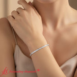 Load image into Gallery viewer, princess-cut-half-bezel-tennis-bracelet-white-gold-fdbrcpr10578-model