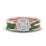 Load image into Gallery viewer, princess-cut-halo-emerald-infinity-bridal-set-in-rose-gold-FD9212PRGEMGR-NL-RG-B2.jpg
