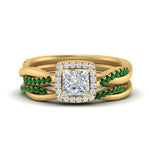 Load image into Gallery viewer, princess-cut-halo-emerald-infinity-bridal-set-in-yellow-gold-FD9212PRGEMGR-NL-YG-B2.jpg
