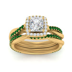 Load image into Gallery viewer, princess-cut-halo-emerald-infinity-bridal-set-in-yellow-gold-FD9212PRGEMGR-NL-YG-B2.jpg