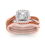 Load image into Gallery viewer, princess-cut-halo-orange-sapphire-infinity-bridal-set-in-rose-gold-FD9212PRGSAOR-NL-RG-B2.jpg