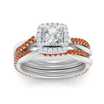 Load image into Gallery viewer, princess-cut-halo-orange-sapphire-infinity-bridal-set-in-white-gold-FD9212PRGSAOR-NL-WG-B2.jpg
