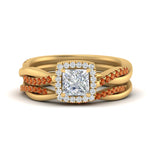 Load image into Gallery viewer, princess-cut-halo-orange-sapphire-infinity-bridal-set-in-yellow-gold-FD9212PRGSAOR-NL-YG-B2.jpg
