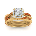 Load image into Gallery viewer, princess-cut-halo-orange-sapphire-infinity-bridal-set-in-yellow-gold-FD9212PRGSAOR-NL-YG-B2.jpg