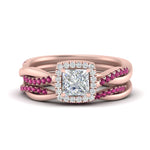 Load image into Gallery viewer, princess-cut-halo-pink-sapphire-infinity-bridal-set-in-rose-gold-FD9212PRGSADRPI-NL-RG-B2.jpg