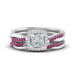 Load image into Gallery viewer, princess-cut-halo-pink-sapphire-infinity-bridal-set-in-white-gold-FD9212PRGSADRPI-NL-WG-B2.jpg
