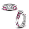 Load image into Gallery viewer, princess-cut-halo-pink-sapphire-infinity-bridal-set-in-white-gold-FD9212PRGSADRPI-NL-WG-B2.jpg