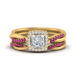 Load image into Gallery viewer, princess-cut-halo-pink-sapphire-infinity-bridal-set-in-yellow-gold-FD9212PRGSADRPI-NL-YG-B2.jpg
