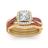 Load image into Gallery viewer, princess-cut-halo-pink-sapphire-infinity-bridal-set-in-yellow-gold-FD9212PRGSADRPI-NL-YG-B2.jpg