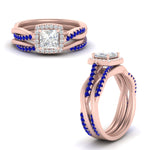 Load image into Gallery viewer, princess-cut-halo-sapphire-infinity-bridal-set-in-rose-gold-FD9212PRGSABL-NL-RG-B2.jpg