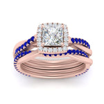 Load image into Gallery viewer, princess-cut-halo-sapphire-infinity-bridal-set-in-rose-gold-FD9212PRGSABL-NL-RG-B2.jpg
