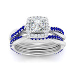 Load image into Gallery viewer, princess-cut-halo-sapphire-infinity-bridal-set-in-white-gold-FD9212PRGSABL-NL-WG-B2.jpg
