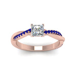 Load image into Gallery viewer, princess-cut-infinity-twist-diamond-engagement-ring-with-blue-sapphire-in-14K-rose-gold-FD8253PRRGSABL-NL-RG
