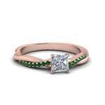 Load image into Gallery viewer, princess-cut-infinity-twist-diamond-engagement-ring-with-emerald-in-14K-rose-gold-FD8253PRRGEMGR-NL-RG
