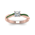Load image into Gallery viewer, princess-cut-infinity-twist-diamond-engagement-ring-with-emerald-in-14K-rose-gold-FD8253PRRGEMGR-NL-RG

