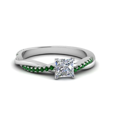 princess-cut-infinity-twist-diamond-engagement-ring-with-emerald-in-14K-white-gold-FD8253PRRGEMGR-NL-WG