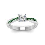 Load image into Gallery viewer, princess-cut-infinity-twist-diamond-engagement-ring-with-emerald-in-14K-white-gold-FD8253PRRGEMGR-NL-WG
