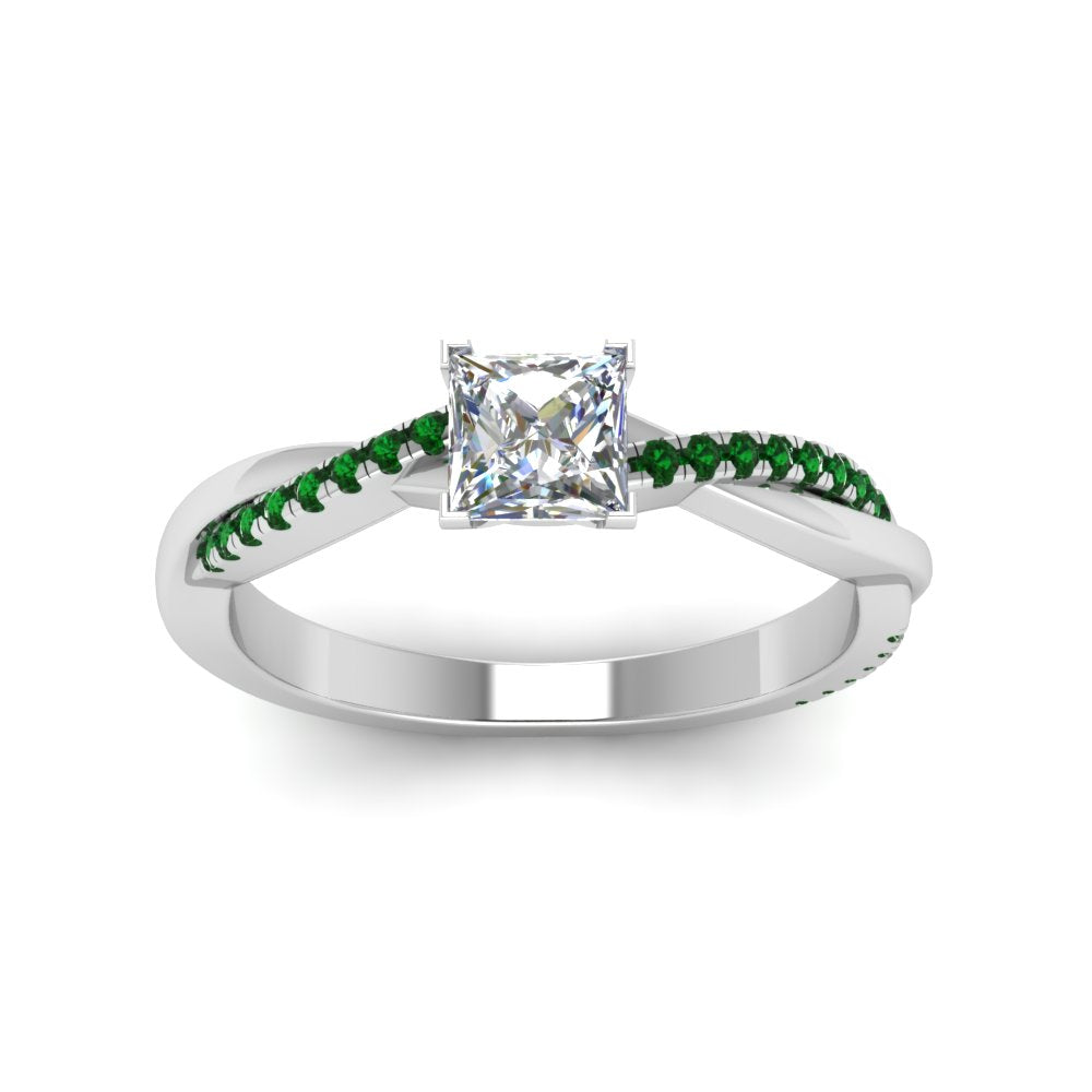 princess-cut-infinity-twist-diamond-engagement-ring-with-emerald-in-14K-white-gold-FD8253PRRGEMGR-NL-WG