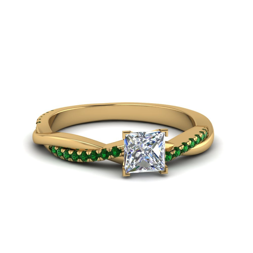 princess-cut-infinity-twist-diamond-engagement-ring-with-emerald-in-14K-yellow-gold-FD8253PRRGEMGR-NL-YG