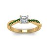 Load image into Gallery viewer, princess-cut-infinity-twist-diamond-engagement-ring-with-emerald-in-14K-yellow-gold-FD8253PRRGEMGR-NL-YG