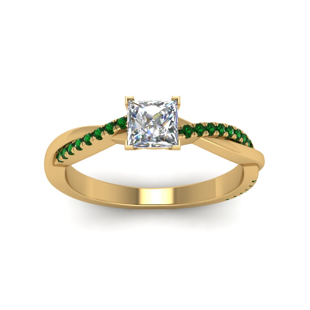princess-cut-infinity-twist-diamond-engagement-ring-with-emerald-in-14K-yellow-gold-FD8253PRRGEMGR-NL-YG