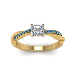 Load image into Gallery viewer, princess-cut-infinity-twist-diamond-engagement-ring-with-ice-blue-topaz-in-14K-yellow-gold-FD8253PRRGICBLTO-NL-YG
