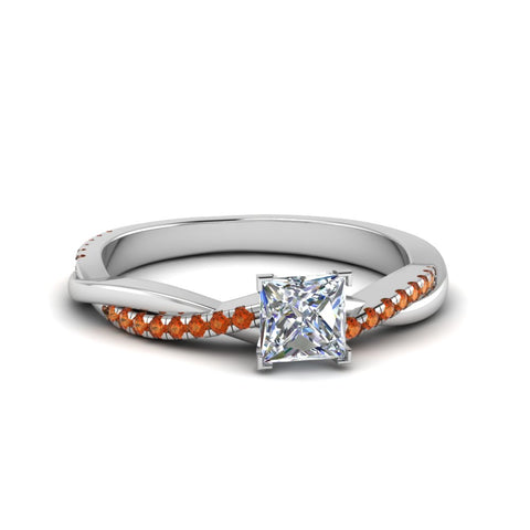princess-cut-infinity-twist-diamond-engagement-ring-with-orange-sapphire-in-14K-white-gold-FD8253PRRGSAOR-NL-WG