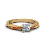 Load image into Gallery viewer, princess-cut-infinity-twist-diamond-engagement-ring-with-orange-sapphire-in-14K-yellow-gold-FD8253PRRGSAOR-NL-YG
