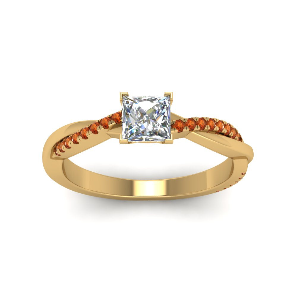 princess-cut-infinity-twist-diamond-engagement-ring-with-orange-sapphire-in-14K-yellow-gold-FD8253PRRGSAOR-NL-YG
