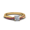 Load image into Gallery viewer, princess-cut-infinity-twist-diamond-engagement-ring-with-pink-sapphire-in-14K-yellow-gold-FD8253PRRGSADRPI-NL-YG