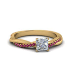 Load image into Gallery viewer, princess-cut-infinity-twist-diamond-engagement-ring-with-pink-sapphire-in-14K-yellow-gold-FD8253PRRGSADRPI-NL-YG
