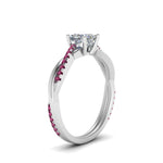 Load image into Gallery viewer, princess-cut-infinity-twist-diamond-engagement-ring-with-pink-sapphire-in-14K-white-gold-FD8253PRRGSADRPI-NL-WG
