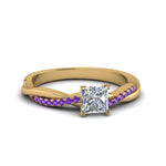Load image into Gallery viewer, princess-cut-infinity-twist-diamond-engagement-ring-with-violac-topaz-in-14K-yellow-gold-FD8253PRRGVITO-NL-YG
