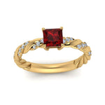 Load image into Gallery viewer, princess-cut-intertwined-ruby-engagement-ring-in-yellow-gold-FD9127PRRGRD-NL-YG-GS.jpg

