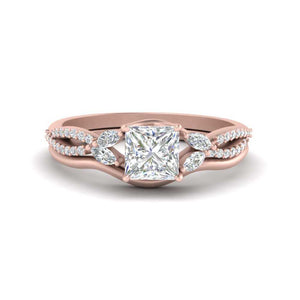 Princess Cut Lab Grown Split Twisted Wedding Set