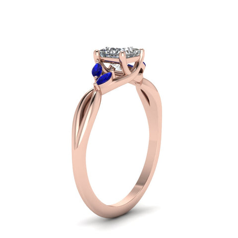 princess-cut-marquise-leaf-engagement-ring-with-blue-sapphire-in-14K-rose-gold-FD8300PRR
