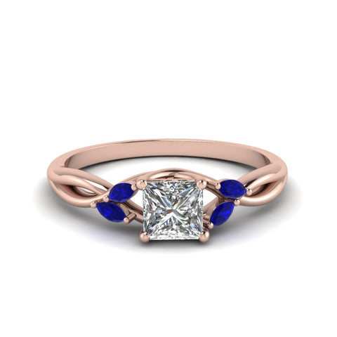princess-cut-marquise-leaf-engagement-ring-with-blue-sapphire-in-14K-rose-gold-FD8300PRR