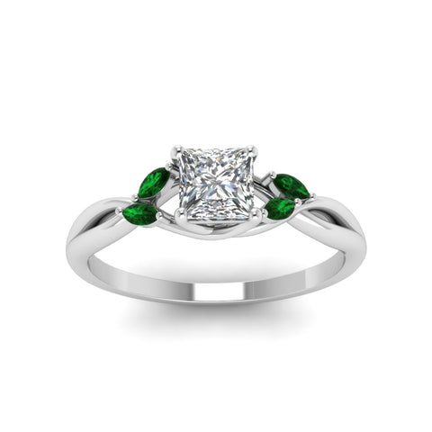 princess-cut-marquise-leaf-engagement-ring-with-green-emerald-in-platinum-FD8300PRR