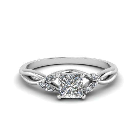 princess-cut-marquise-leaf-engagement-ring-with-in-14K-white-gold-FD8300PRR