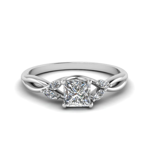 princess-cut-marquise-leaf-engagement-ring-with-in-14K-white-gold-FD8300PRR