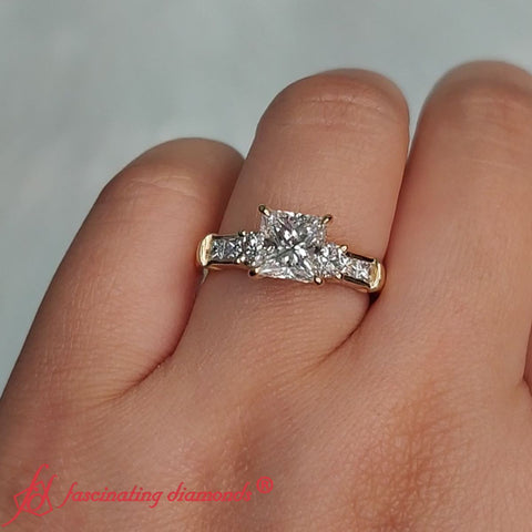 Princess Cut Channel Bar Set Lab Diamond Engagement Ring