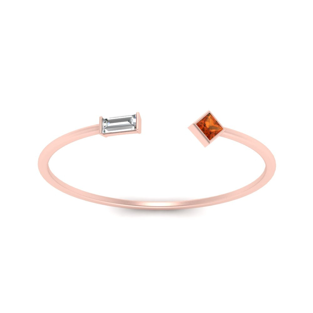 Princess Cut And Baguette Stacking Thin Ring