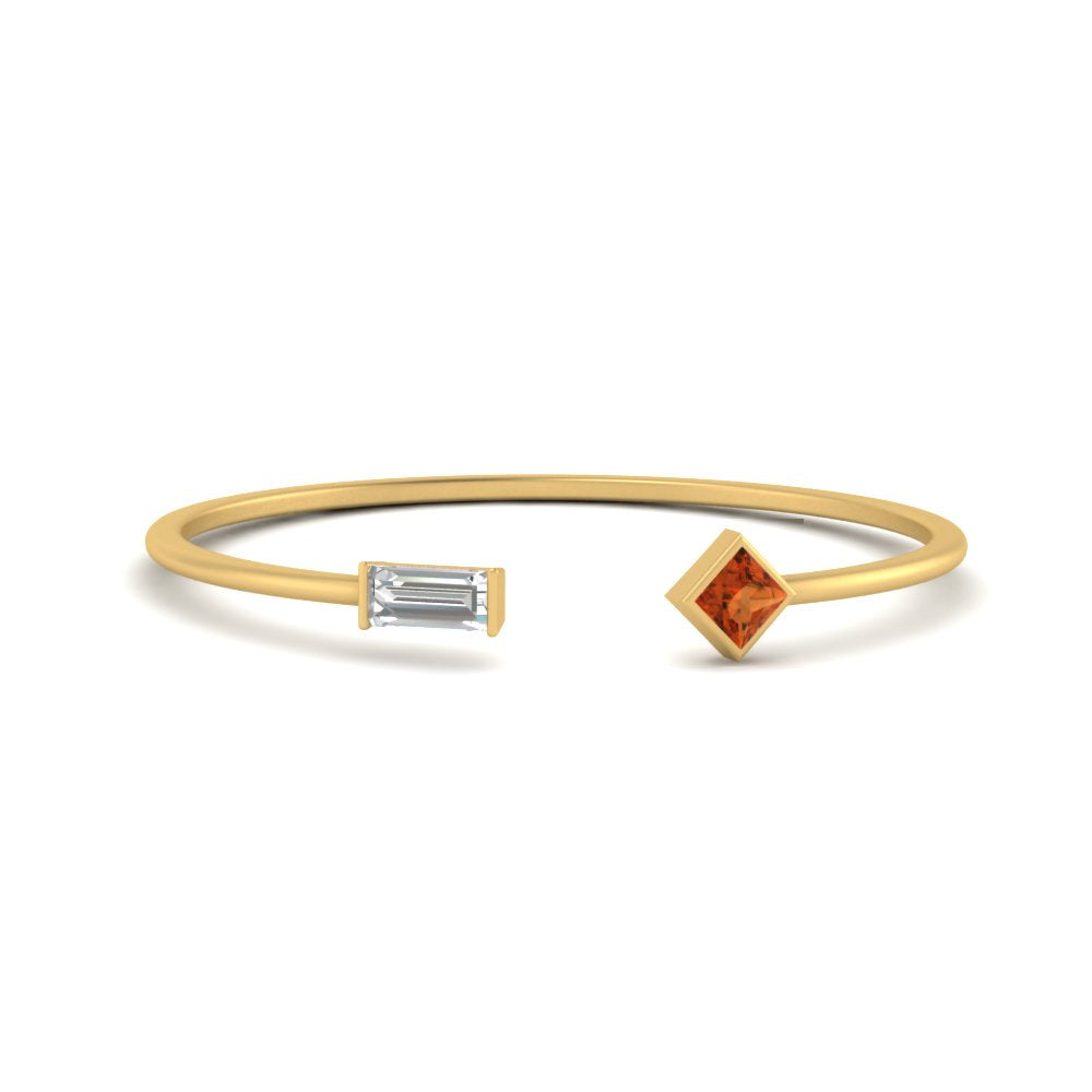 Princess Cut And Baguette Stacking Thin Ring