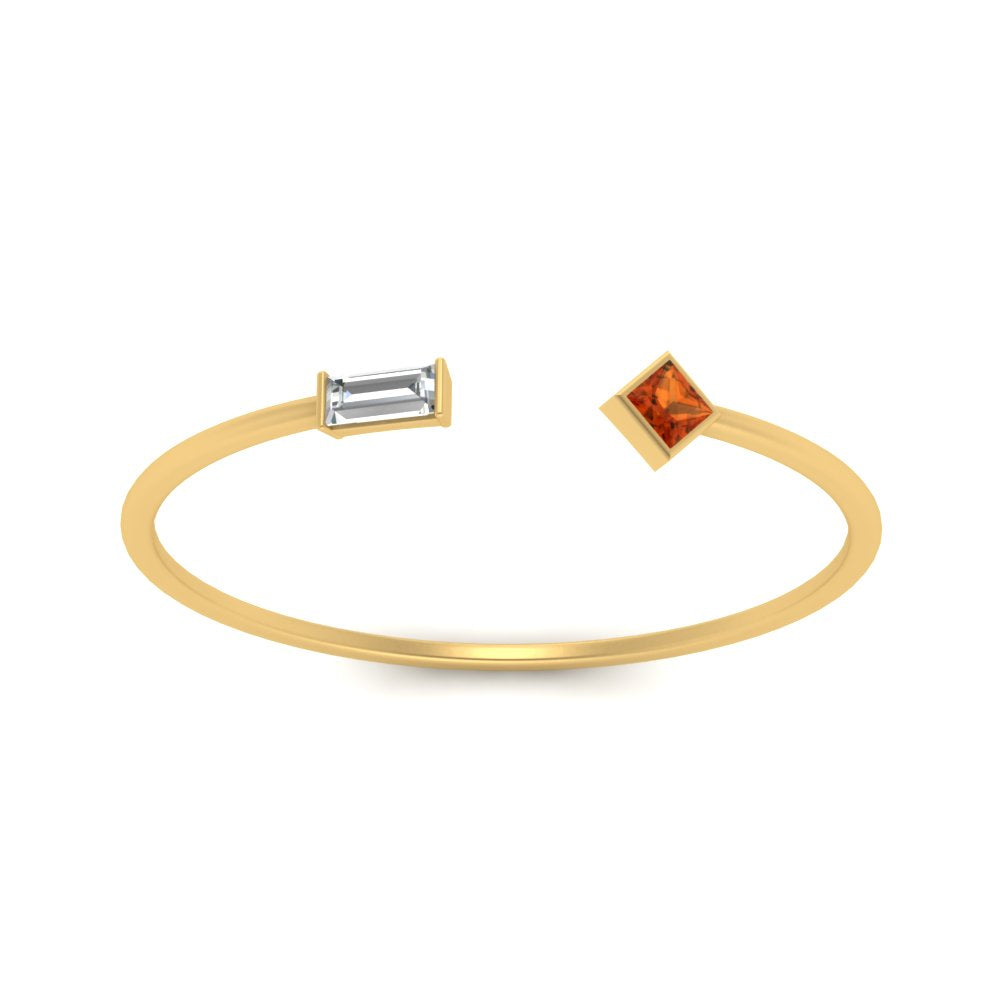 Princess Cut And Baguette Stacking Thin Ring