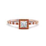 Load image into Gallery viewer, princess-cut-orange-sapphire-halo-petite-engagement-ring-in-rose-gold-FD8523PRRGSAORANGLE3-NL-RG