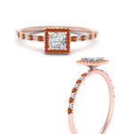 Load image into Gallery viewer, princess-cut-orange-sapphire-halo-petite-engagement-ring-in-rose-gold-FD8523PRRGSAORANGLE3-NL-RG