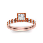 Load image into Gallery viewer, princess-cut-orange-sapphire-halo-wedding-ring-set-in-rose-gold-FD8523PRGSAOR-NL-RG
